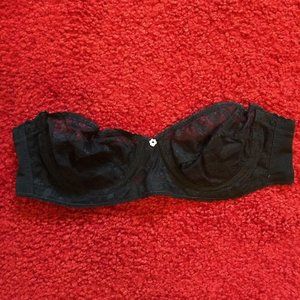 3/$25 vintage 80s black lace mesh underwire strapless bra